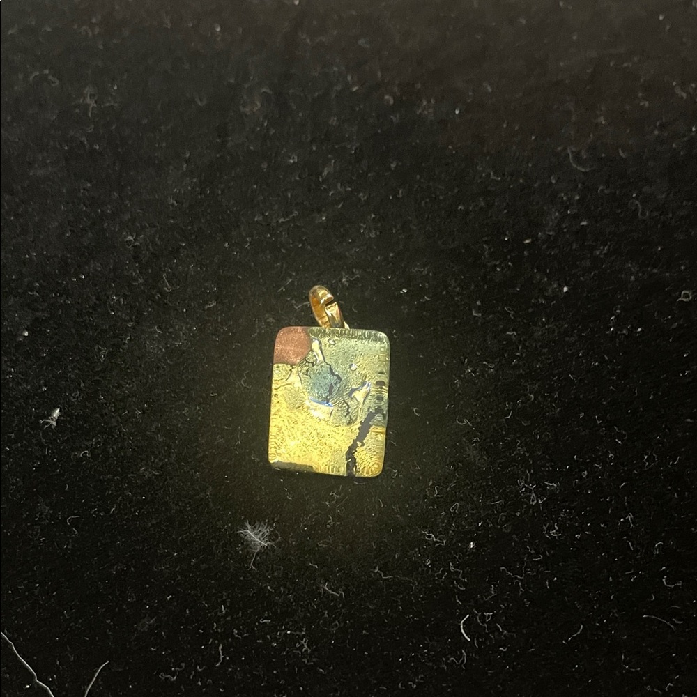 Murano Gold and Black Rectangular Pendant